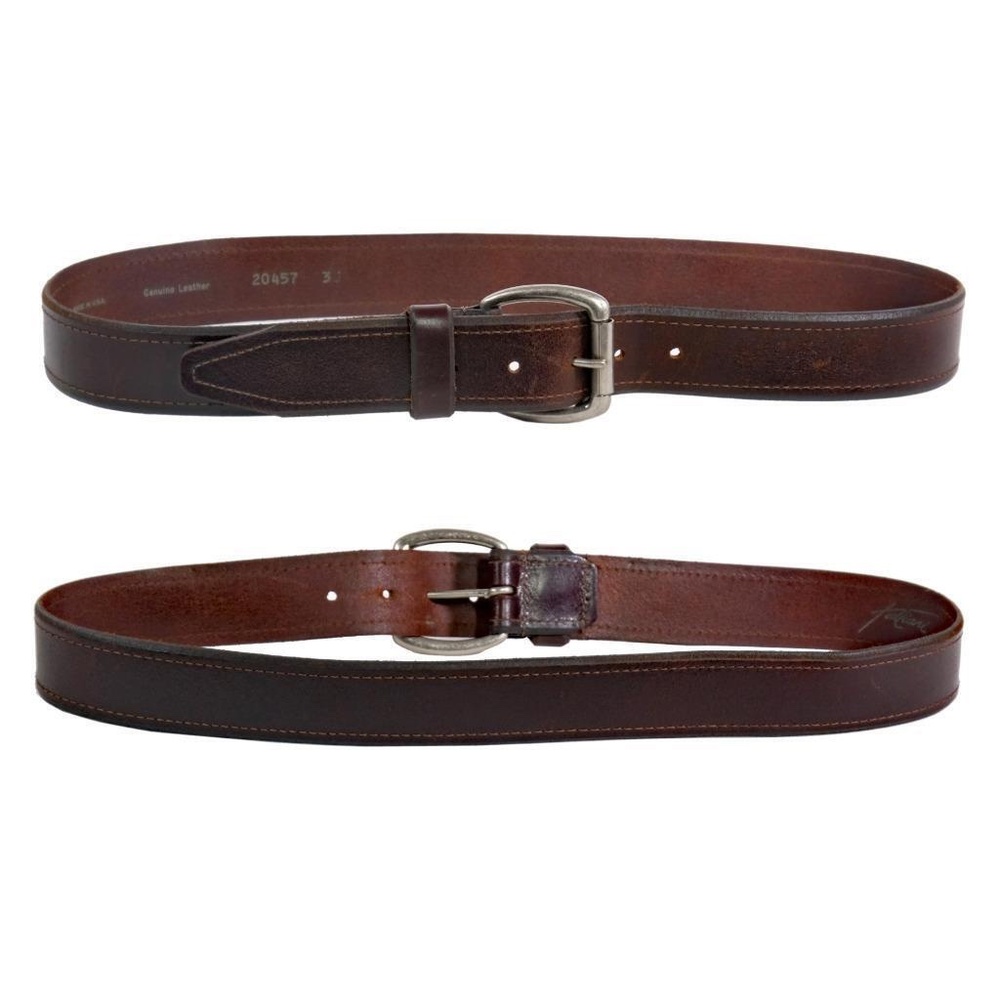 TULLIANI Leather Belt Dark Brown Sz. 33 Made in the USA 1.5" Width #B1351